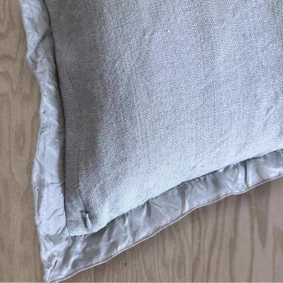 Pottery Barn Aqua Linen Square Pillow Cover 20 x 20 Coastal Farmhouse - Picture 3 of 6